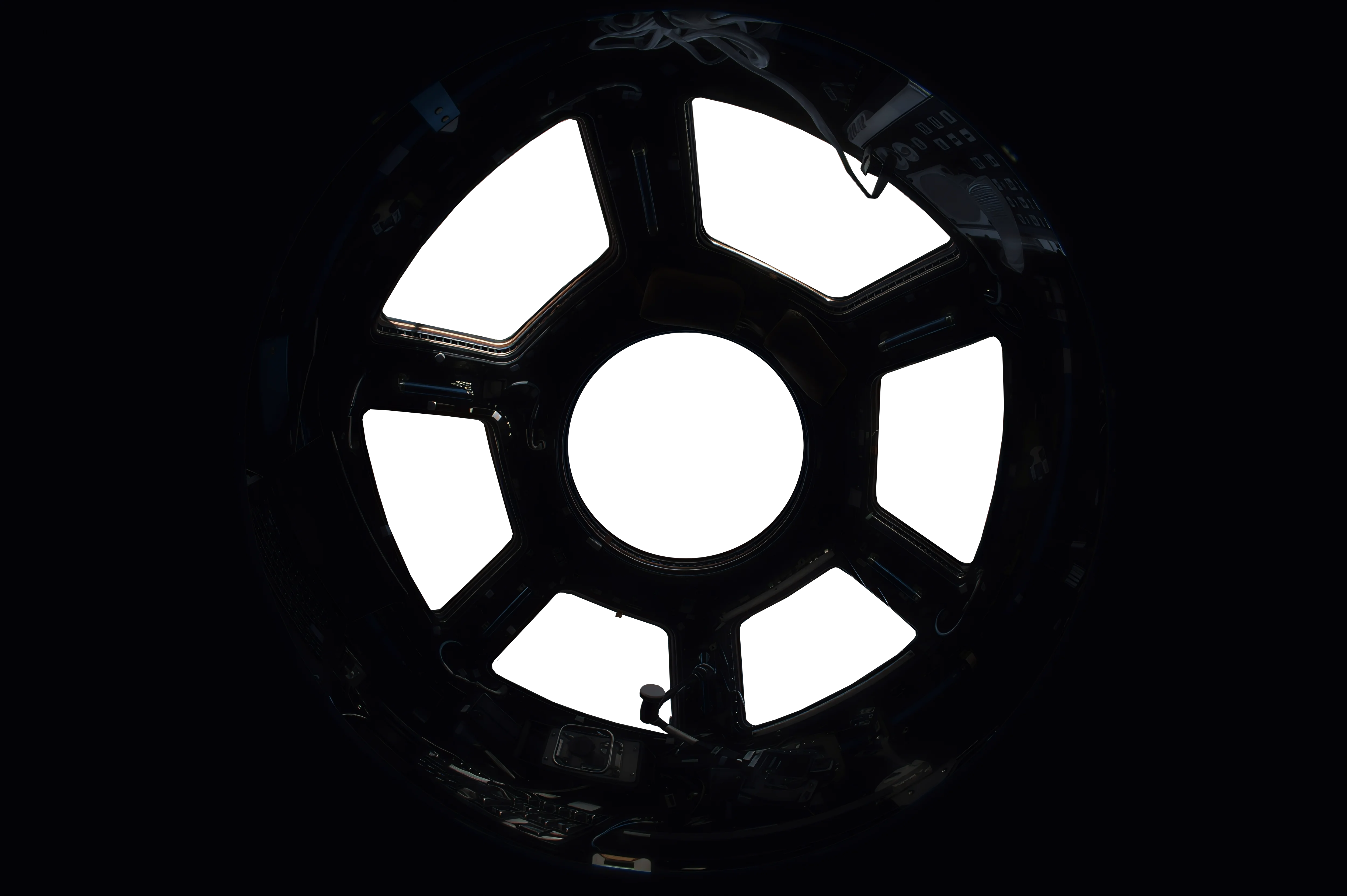 View through a spacecraft porthole